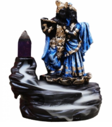 Radha Krishna Blue Backflow Incense Burner