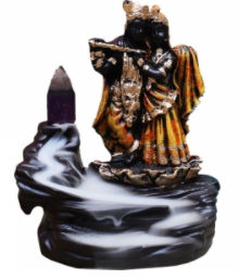 Radha Krishna Orange Backflow Incense Burner