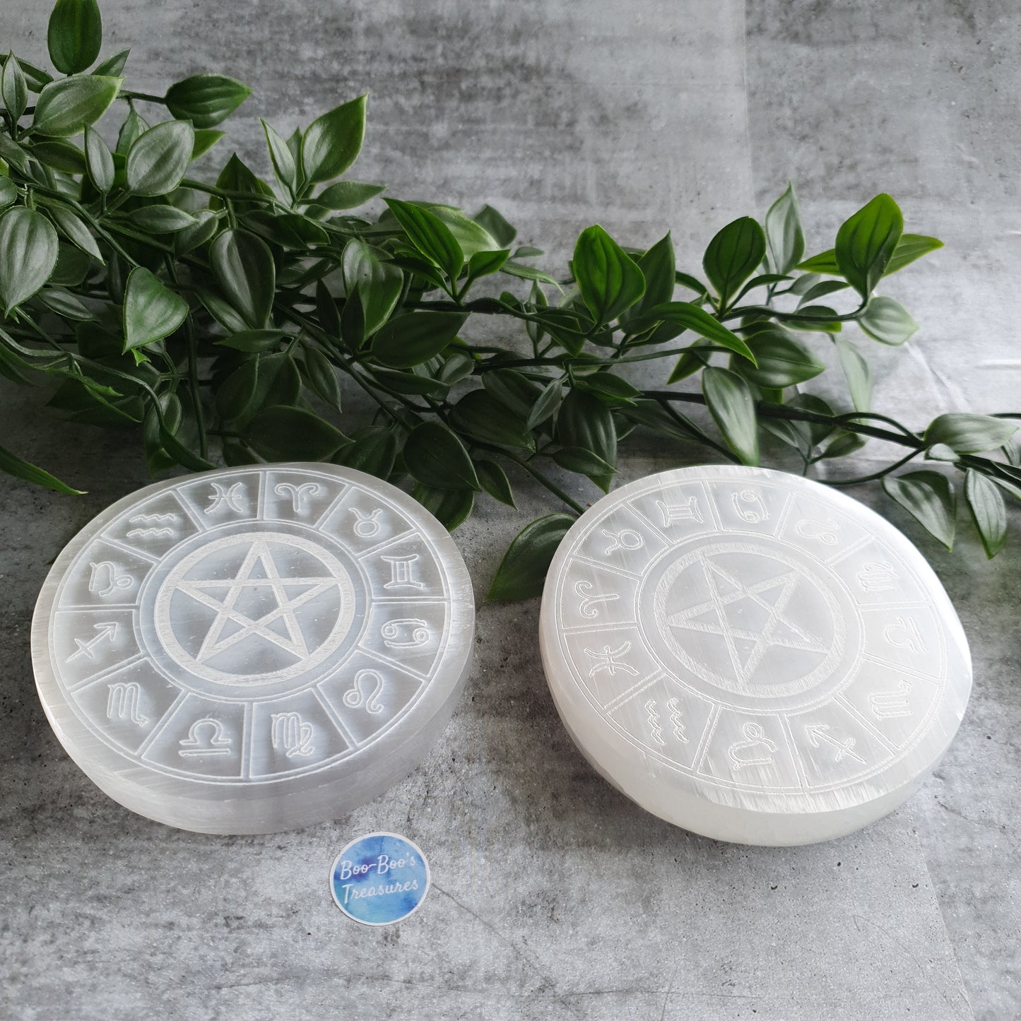 Selenite Zodiac Pentagram Charging Plate