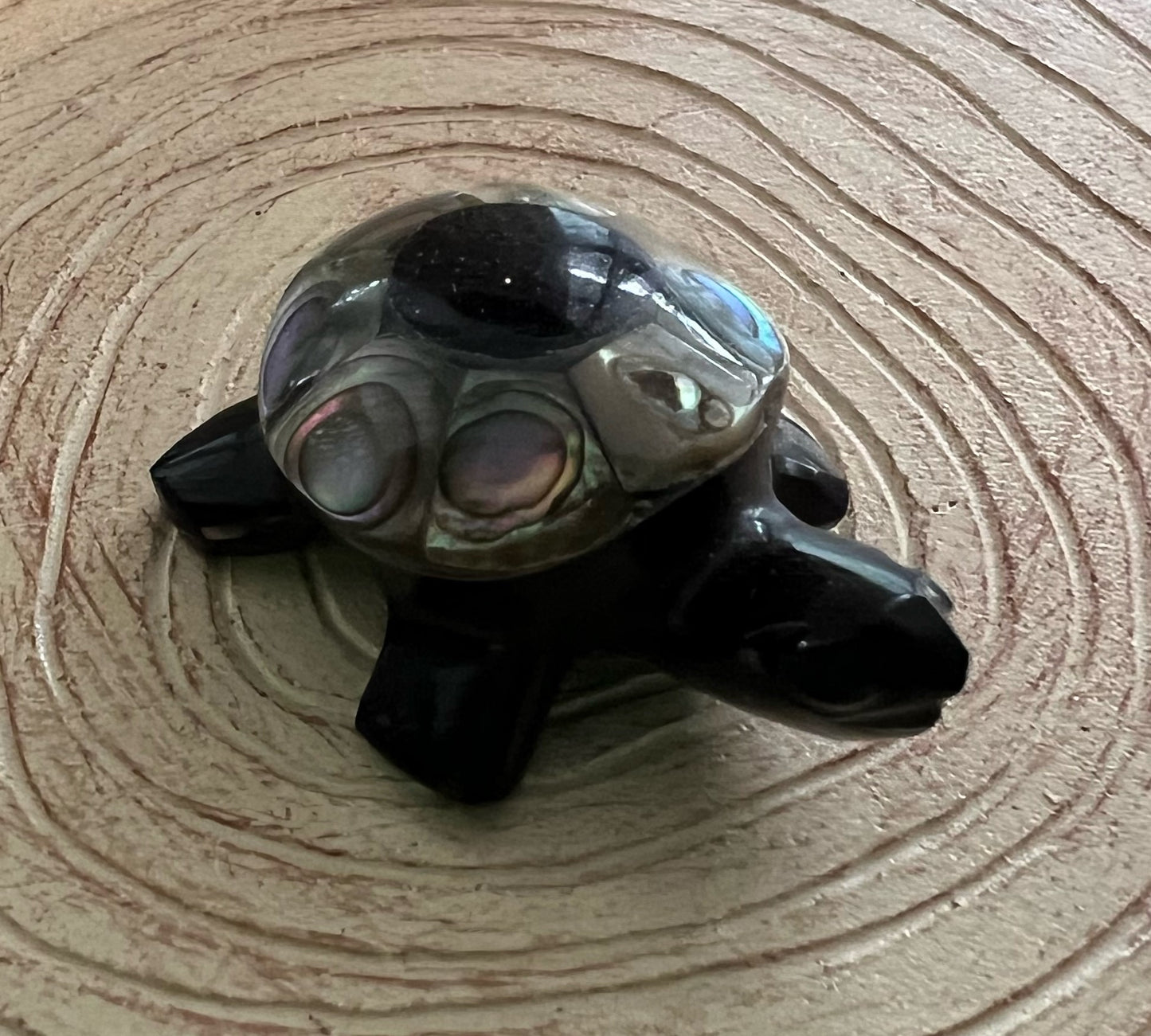 Turtle with Multi-coloured Shell - Black Obsidian #3