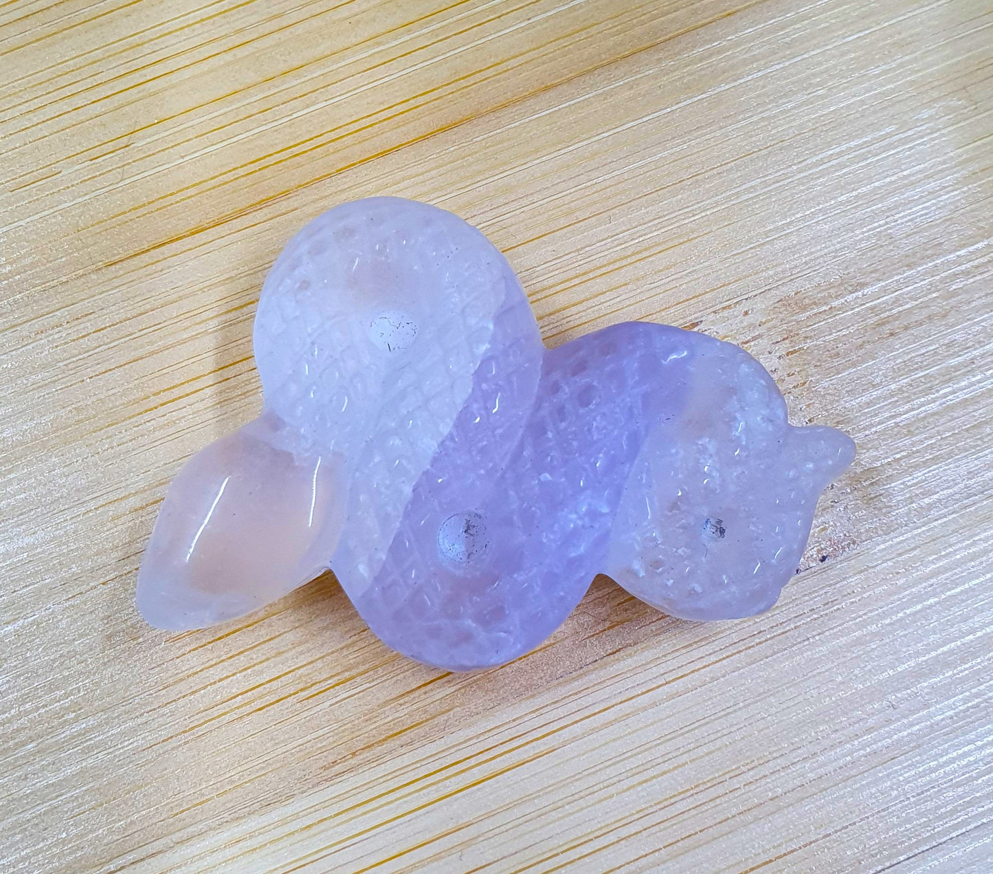 Lilac Fluorite Snake Carving