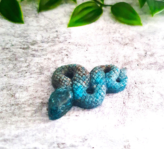 Blue Apatite Snake Carving