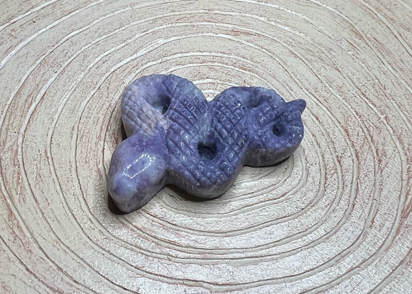 Lepidolite Snake Carving