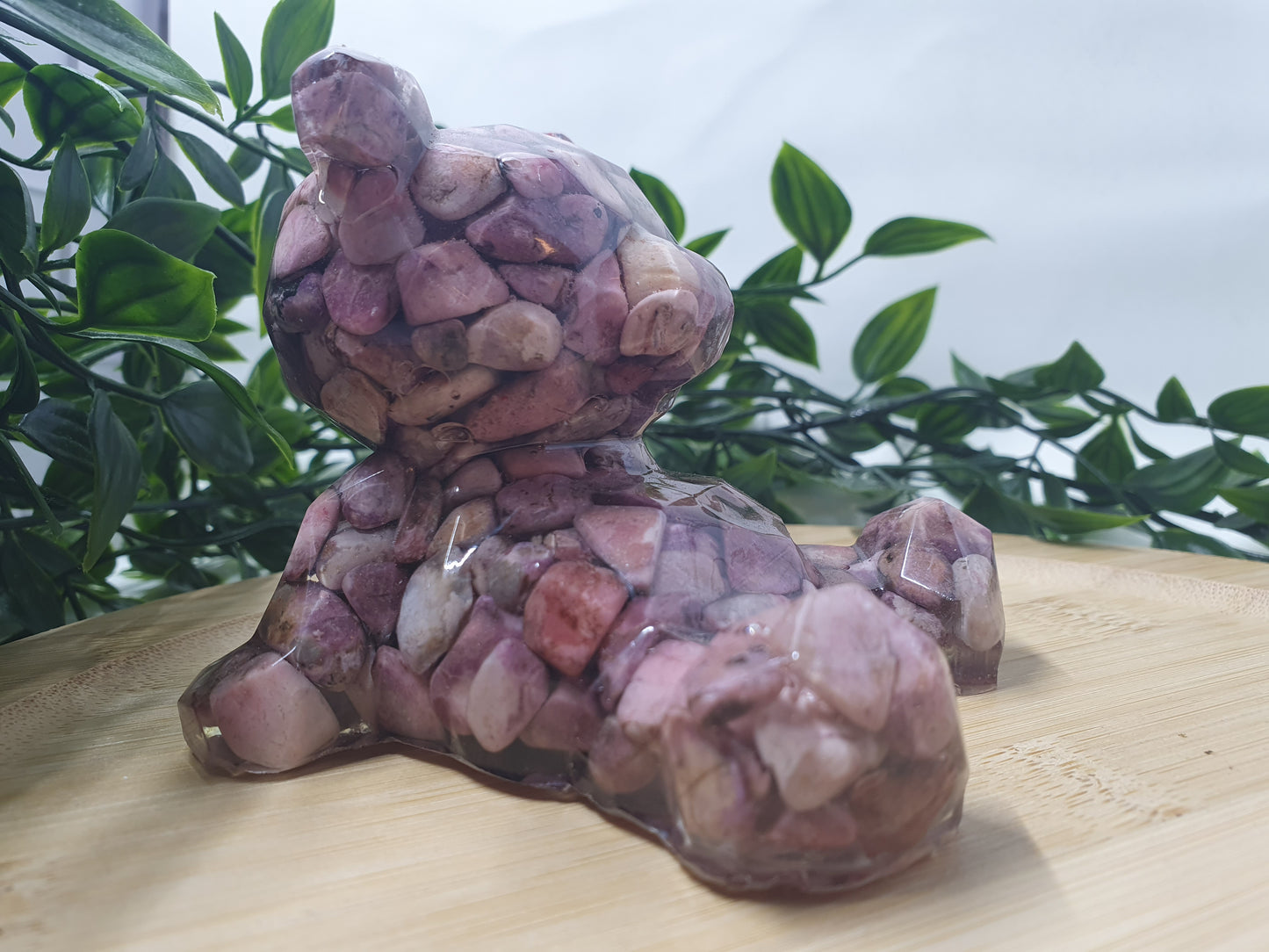 Rhodonite Crystal Chip Resin Bear #1