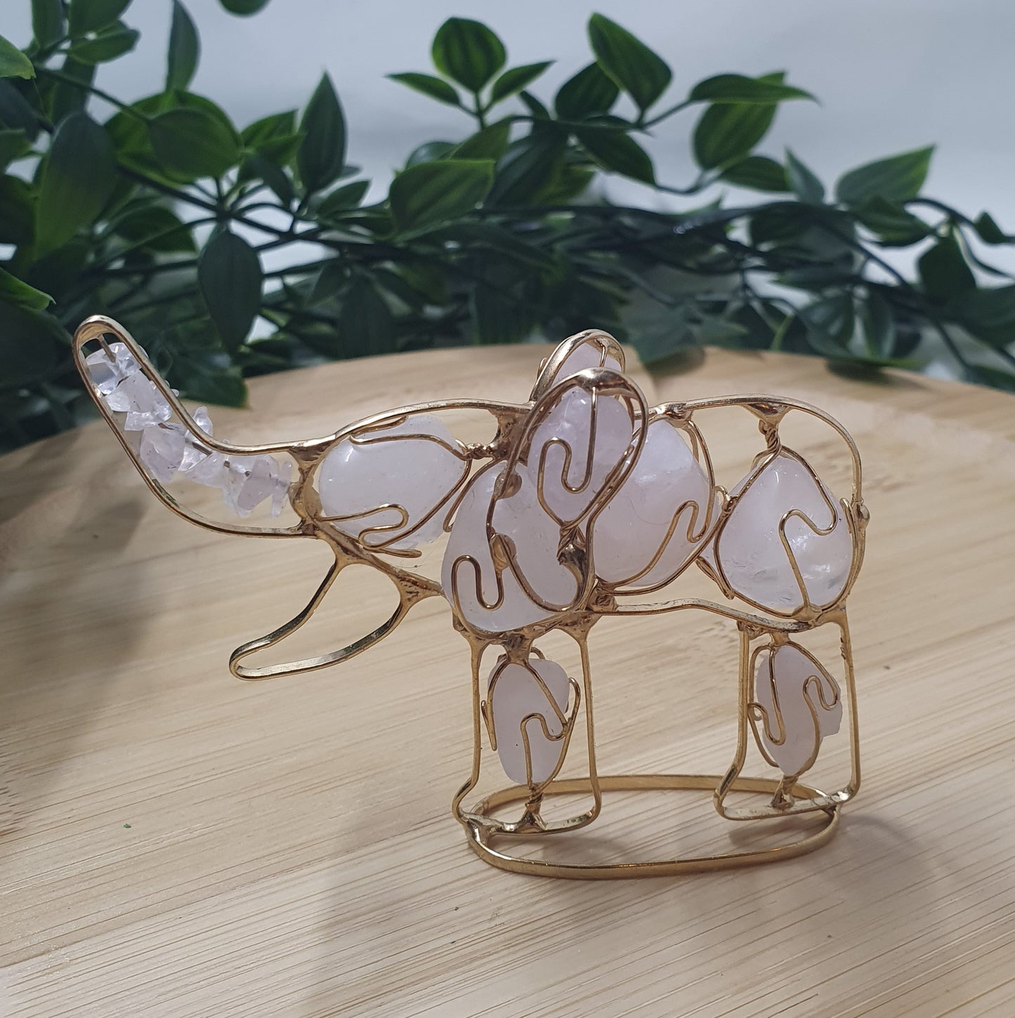 Rose Quartz Elephant Carving