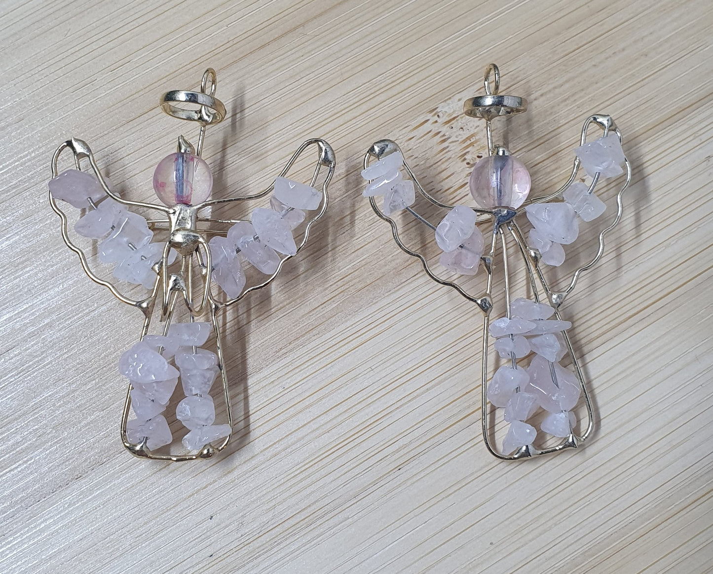 Rose Quartz Angel Brooch