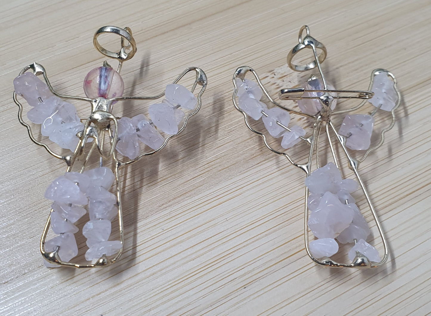 Rose Quartz Angel Brooch