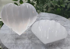 Selenite Corrugated Heart