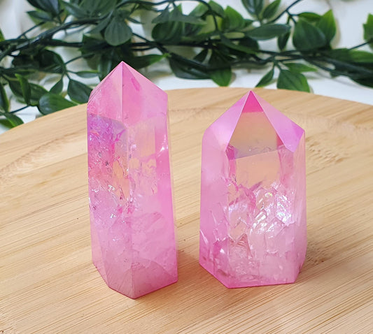 Pink Crackle Quartz Points