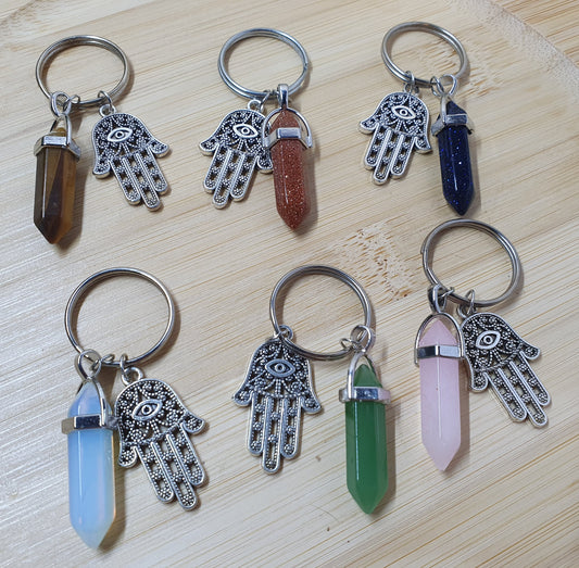 Hamsa Hand Crystal Keychains