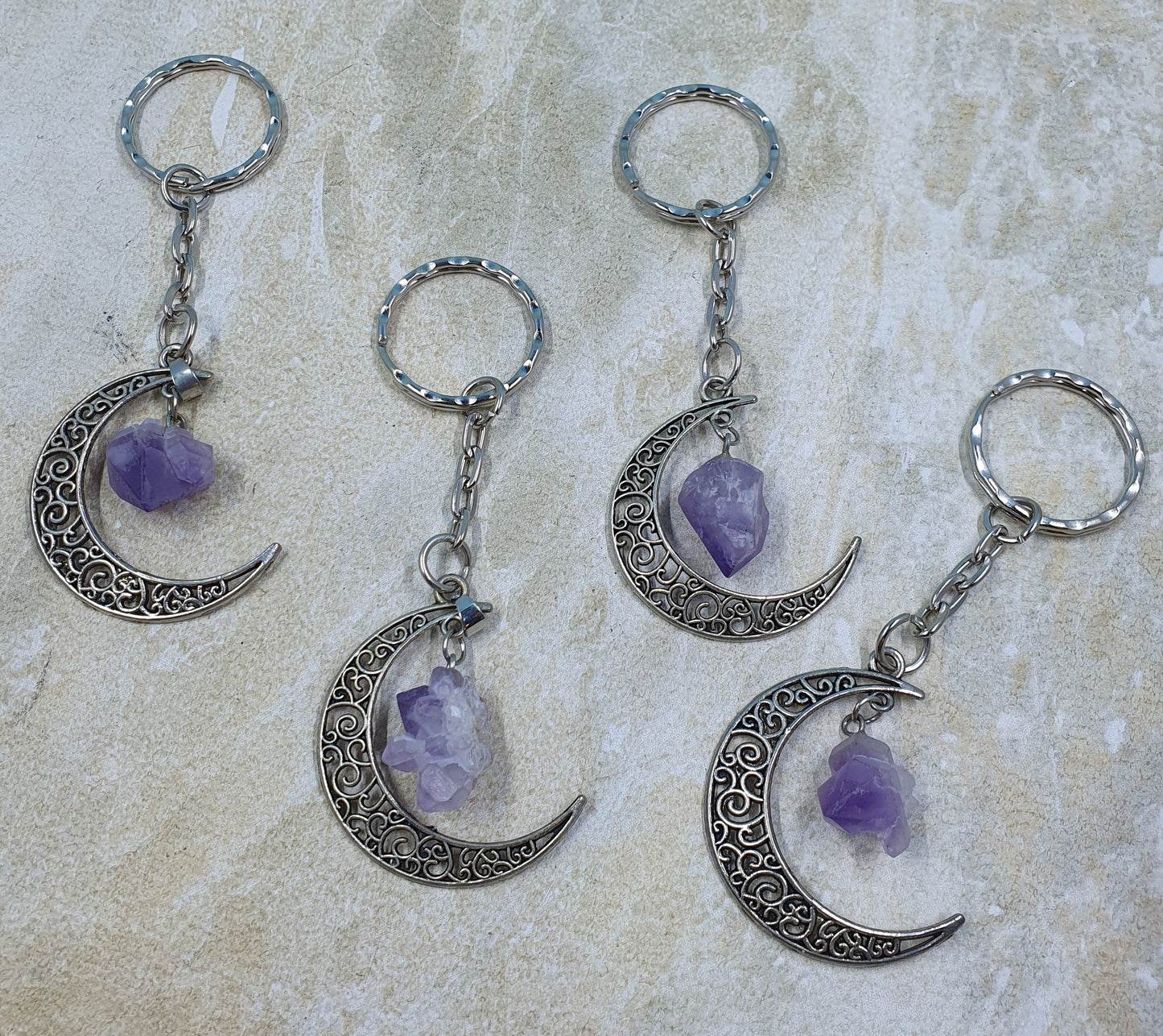 Amethyst Half Moon Keychain