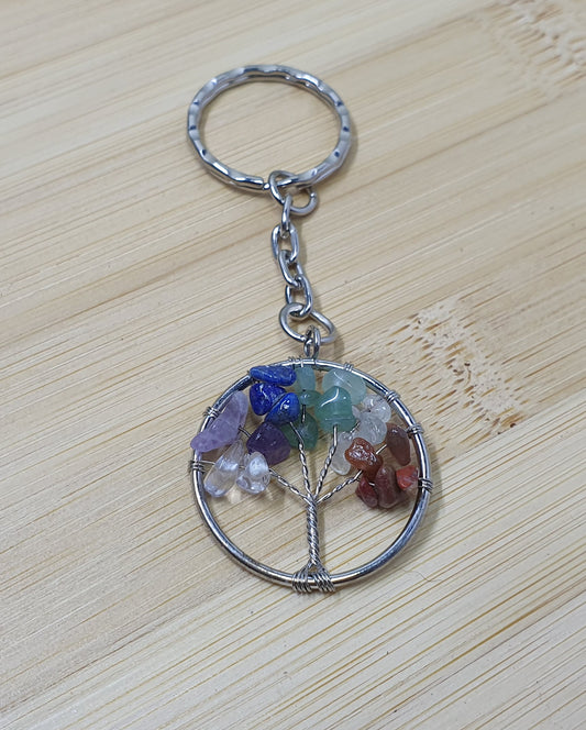 Chakra Tree of Life Crystal Keychain