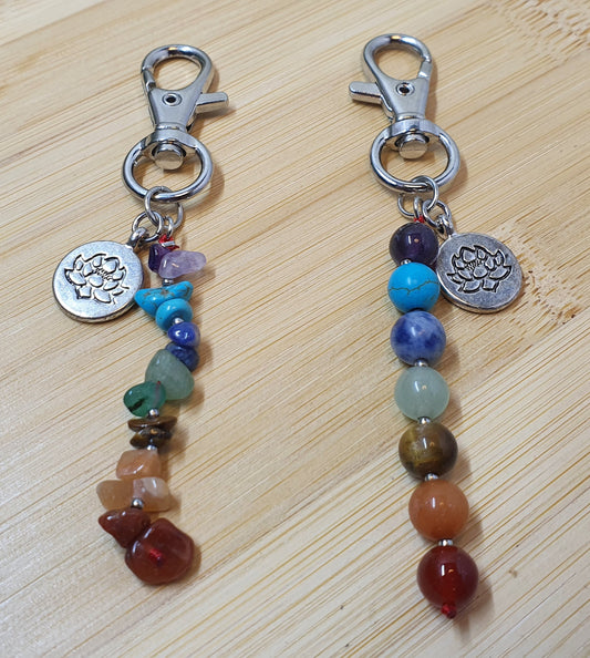 Lotus Leaf Chakra Crystal Chip or Bead Keychains