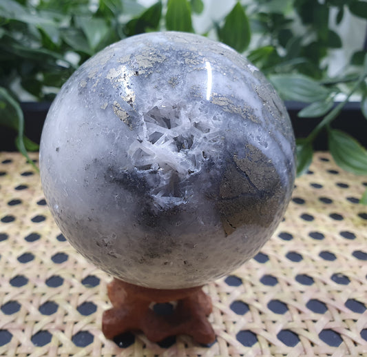 Pyrite in Quartz Sphere #1