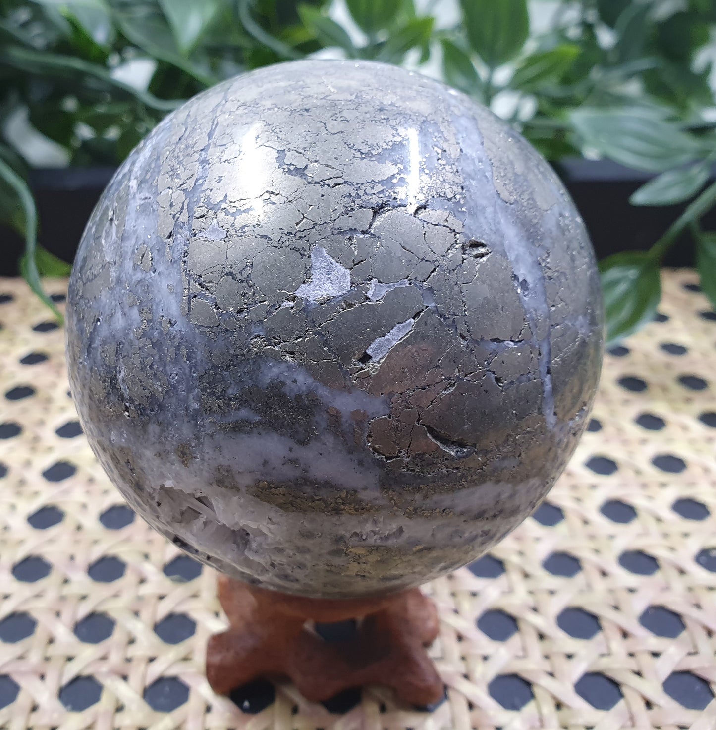 Pyrite in Quartz Sphere #1