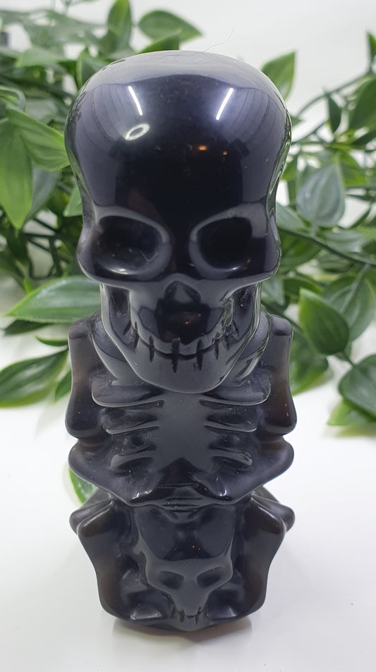 Black Obsidian Skelton Carving