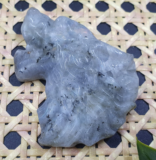 Labradorite Wolf Head Carving