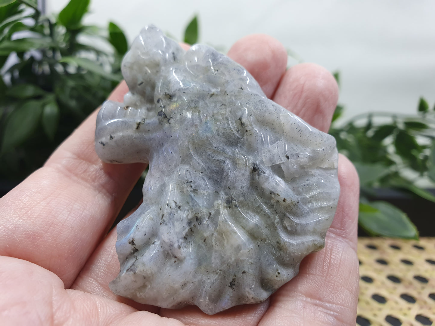 Labradorite Wolf Head Carving