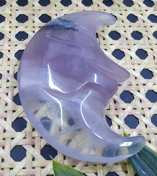 Lilac Fluorite Moon Face Carving