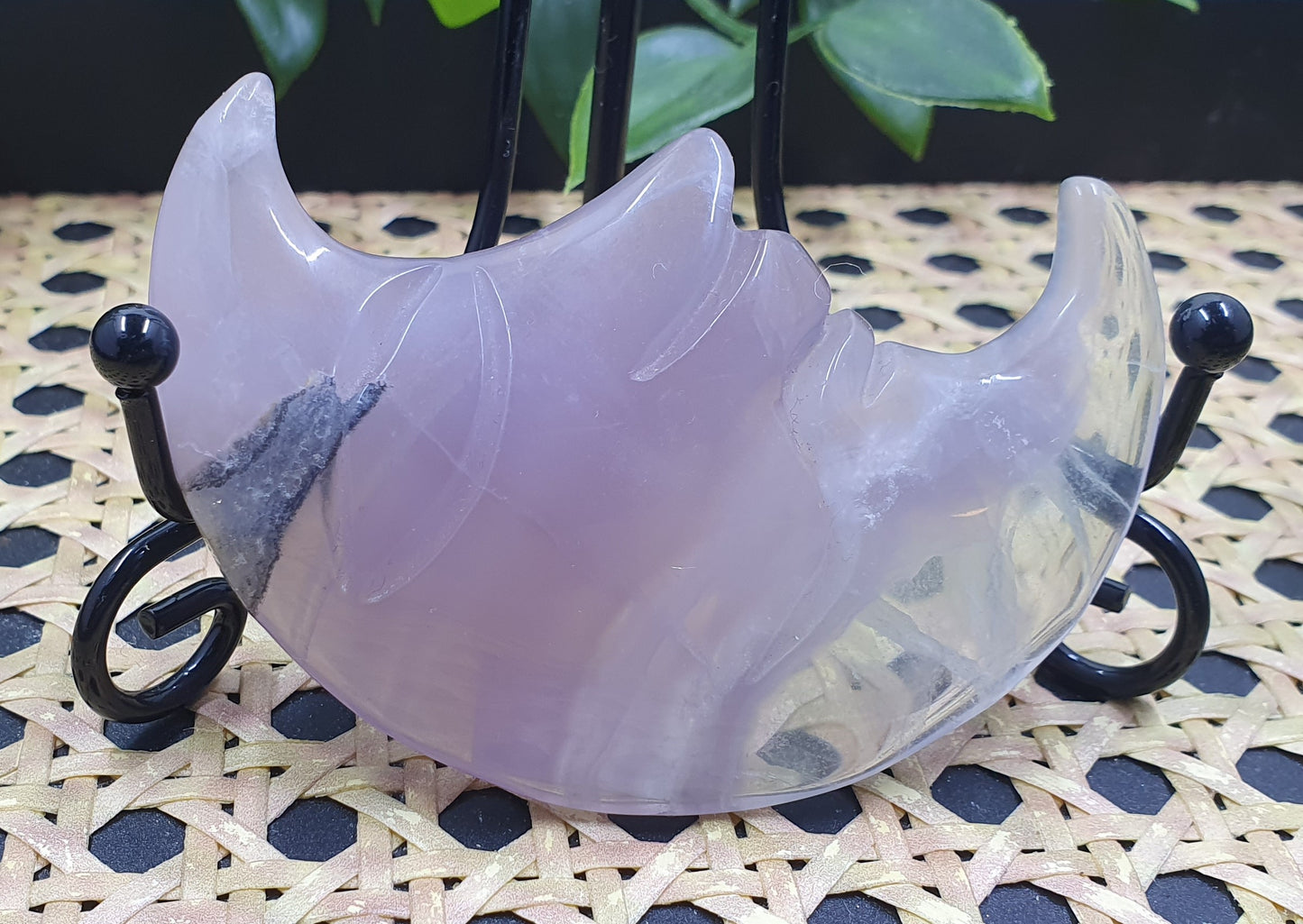 Lilac Fluorite Moon Face Carving