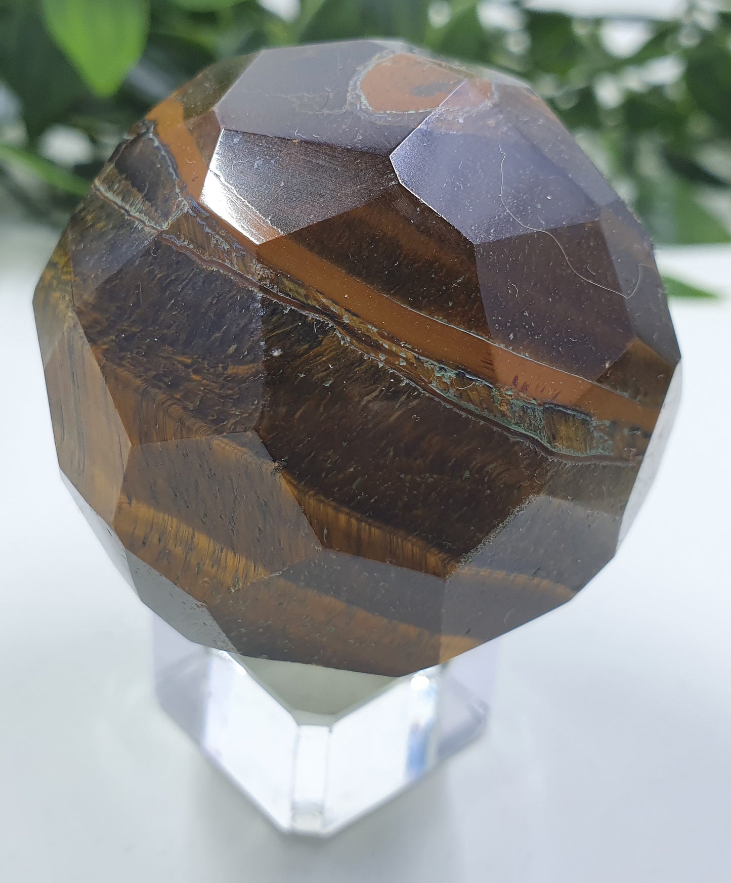 Tigers Eye Faceted Sphere #1