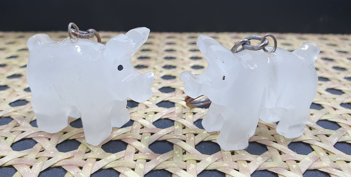 Clear Quartz Pig Keychains