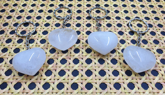 Clear Quartz Heart Keychains