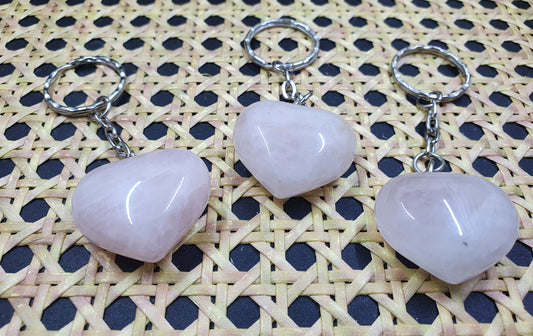 Rose Quartz Heart Keychains