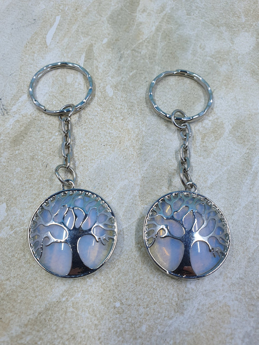 Opalite Tree of Life Crystal Keychains