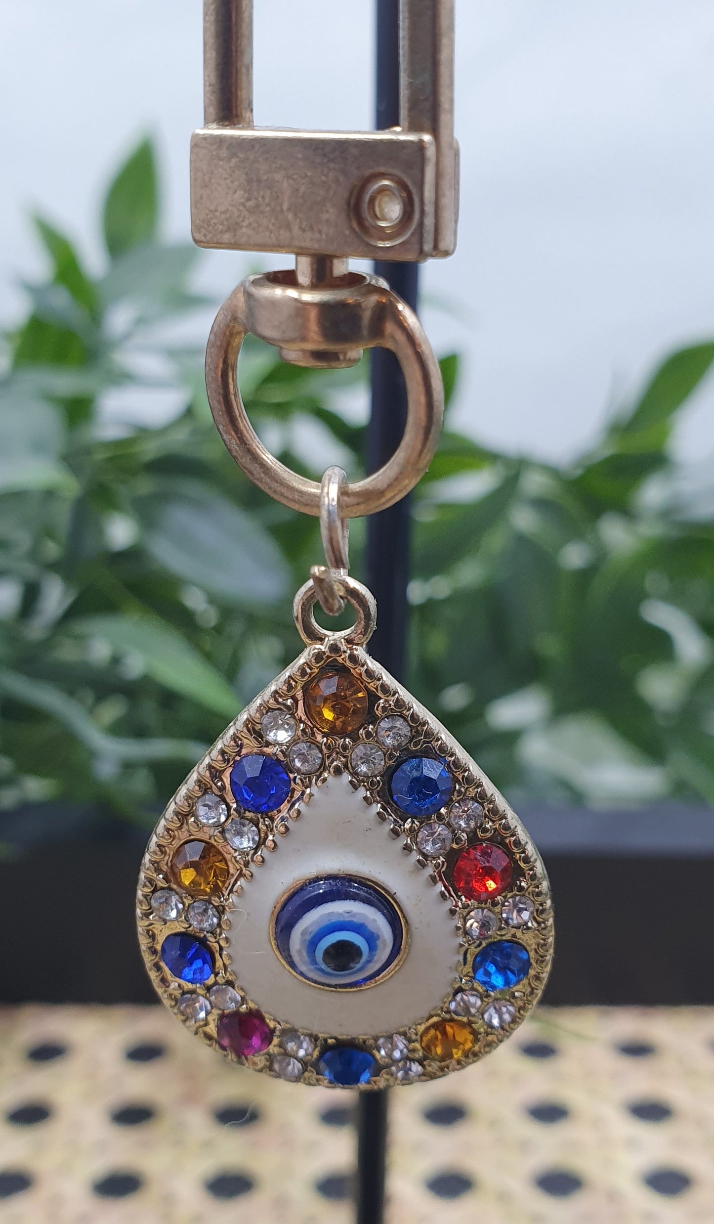 Evil Eye Gold Tear drop Keychains