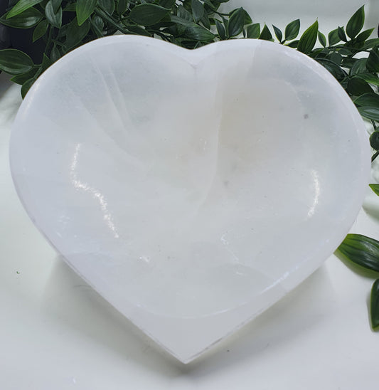 Selenite Large Heart Trinket Bowl