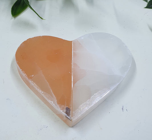 Selenite 2 Tone Heart