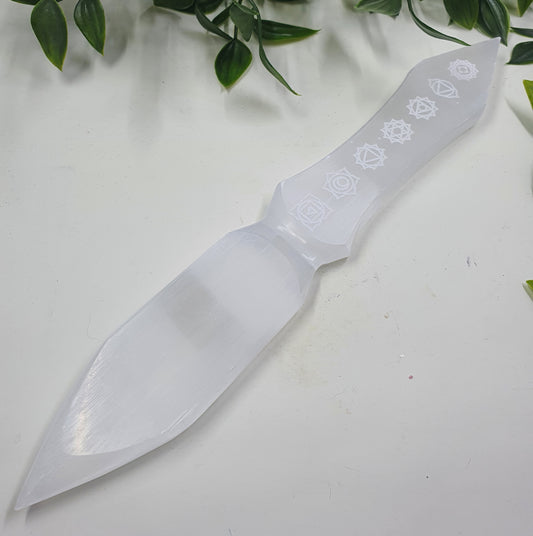 Selenite Chakra Dagger Carving