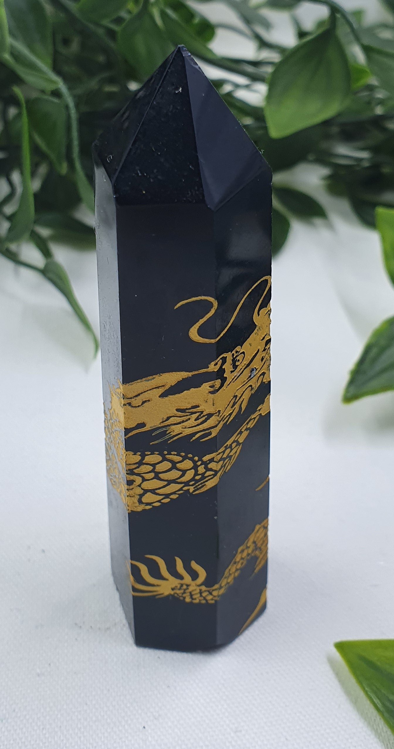 Black Obsidian Gold Dragon Point #1