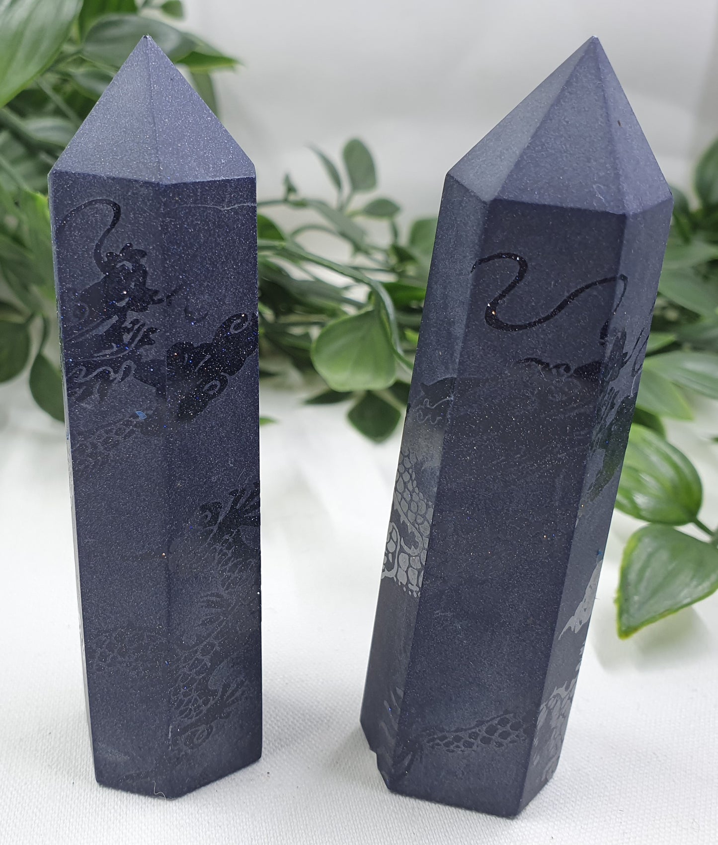 Blue Sandstone Dragon Etched Points #1