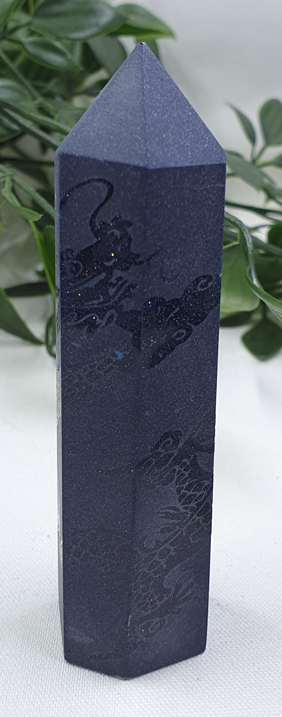 Blue Sandstone Dragon Etched Points #1