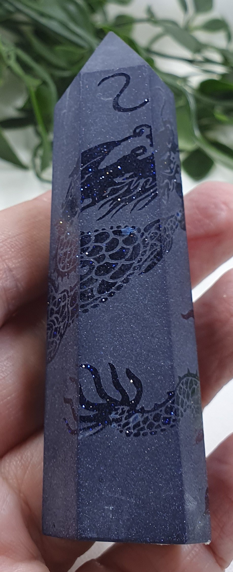 Blue Sandstone Dragon Etched Points #1