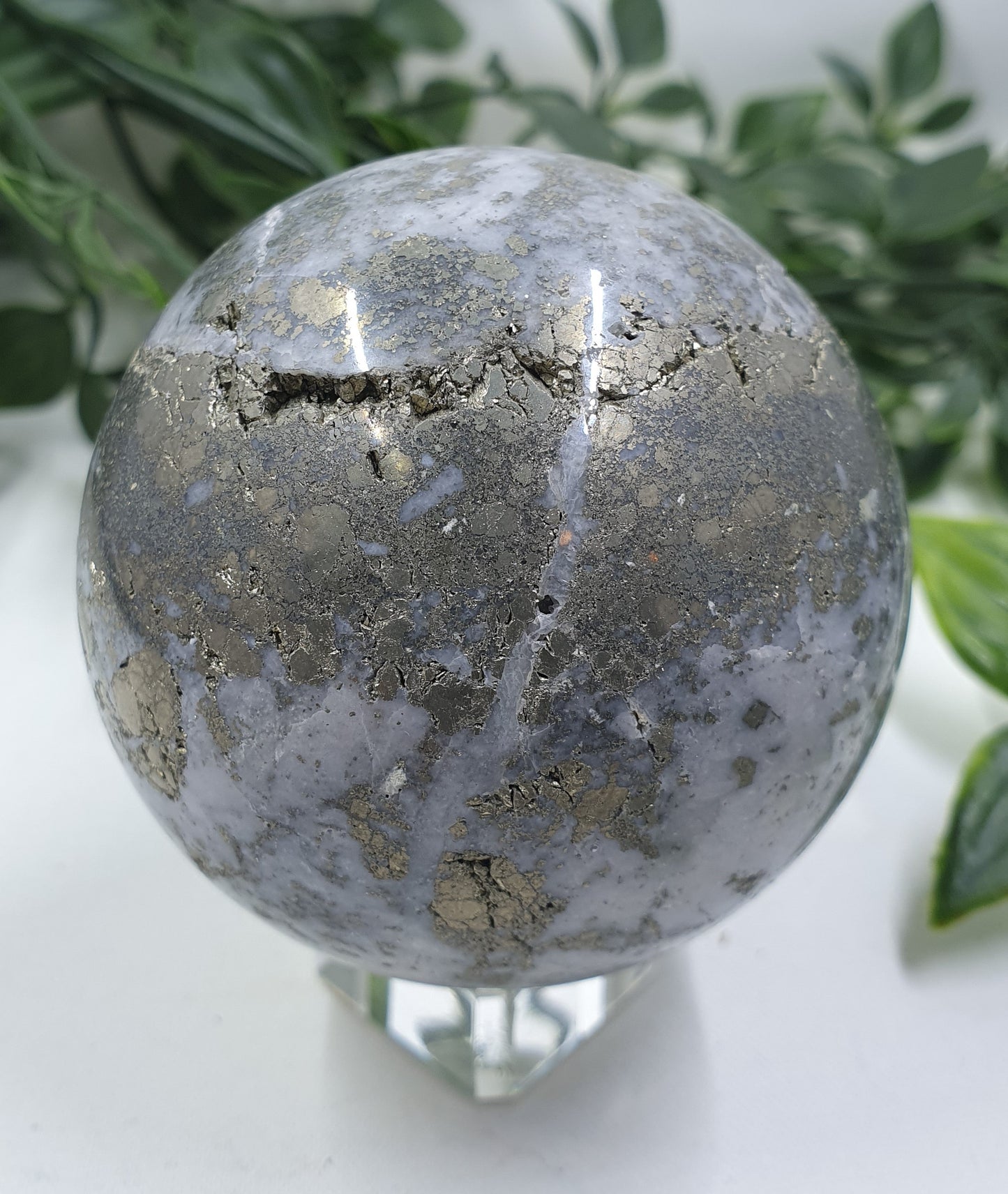 Pyrite in Quartz Sphere #2