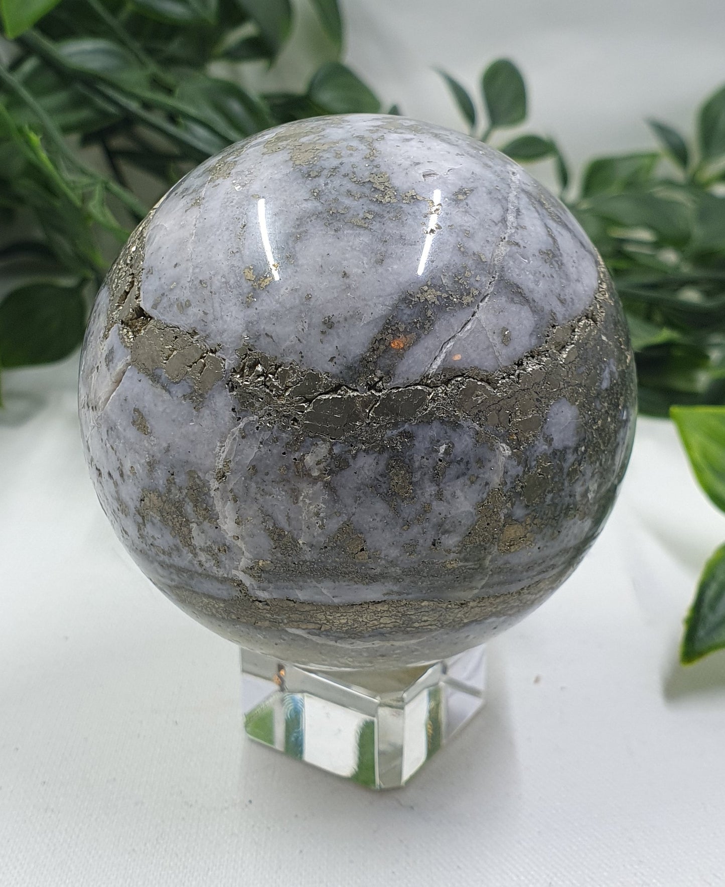 Pyrite in Quartz Sphere #2