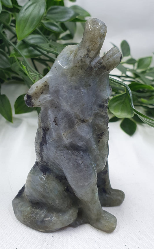 Labradorite Howling Wolf Carving #1