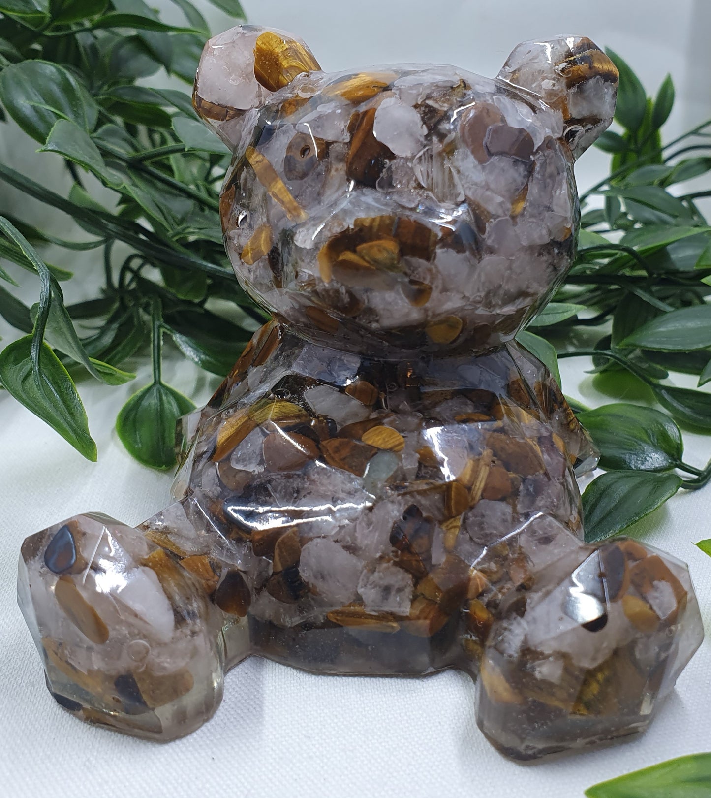 Tigers Eye & Rose Quartz Crystal Chip Resin Bear #1