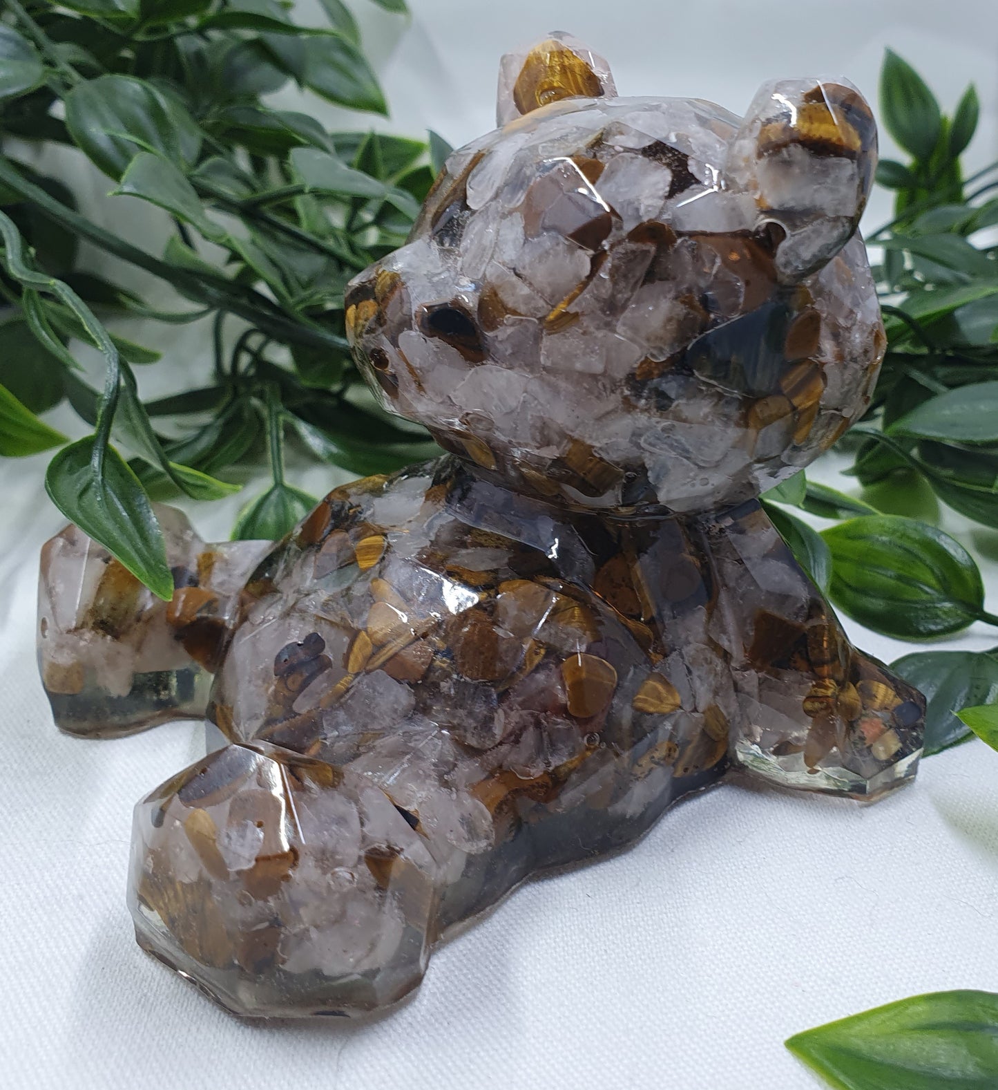 Tigers Eye & Rose Quartz Crystal Chip Resin Bear #1