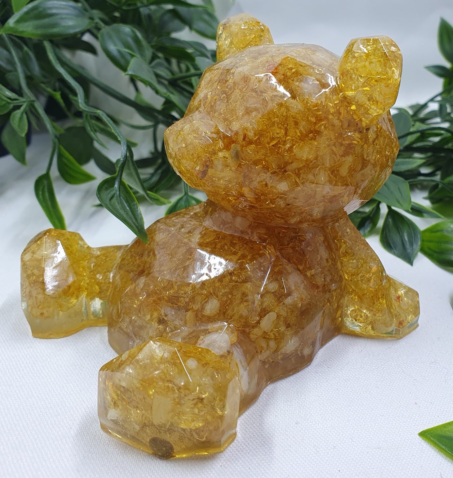 Citrine Crystal Chip Resin Bear #1