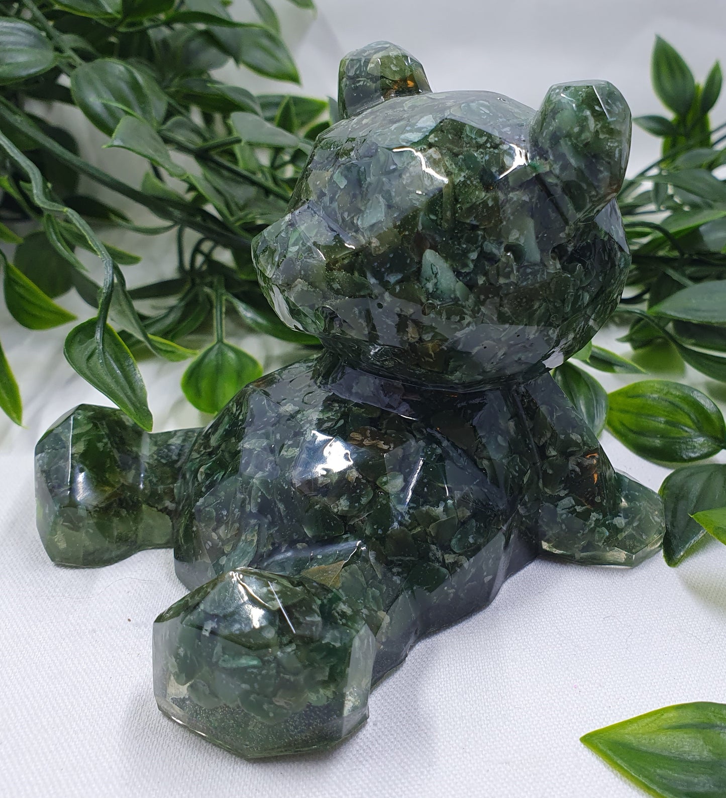 Green Aventurine Crystal Chip Resin Bear #1