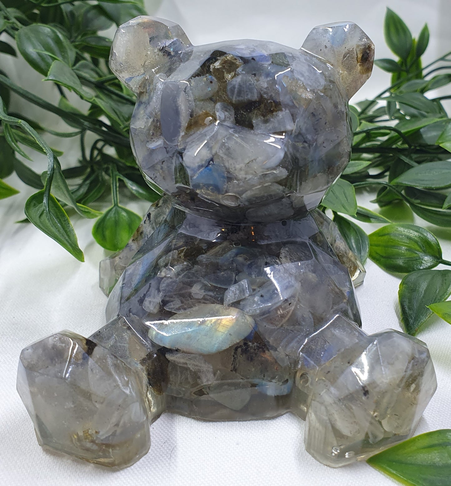 Labradorite Crystal Chip Resin Bear #2