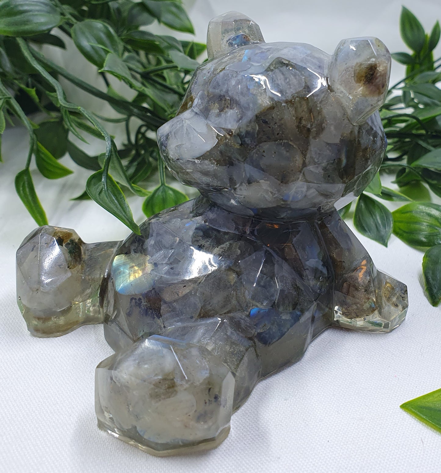 Labradorite Crystal Chip Resin Bear #2