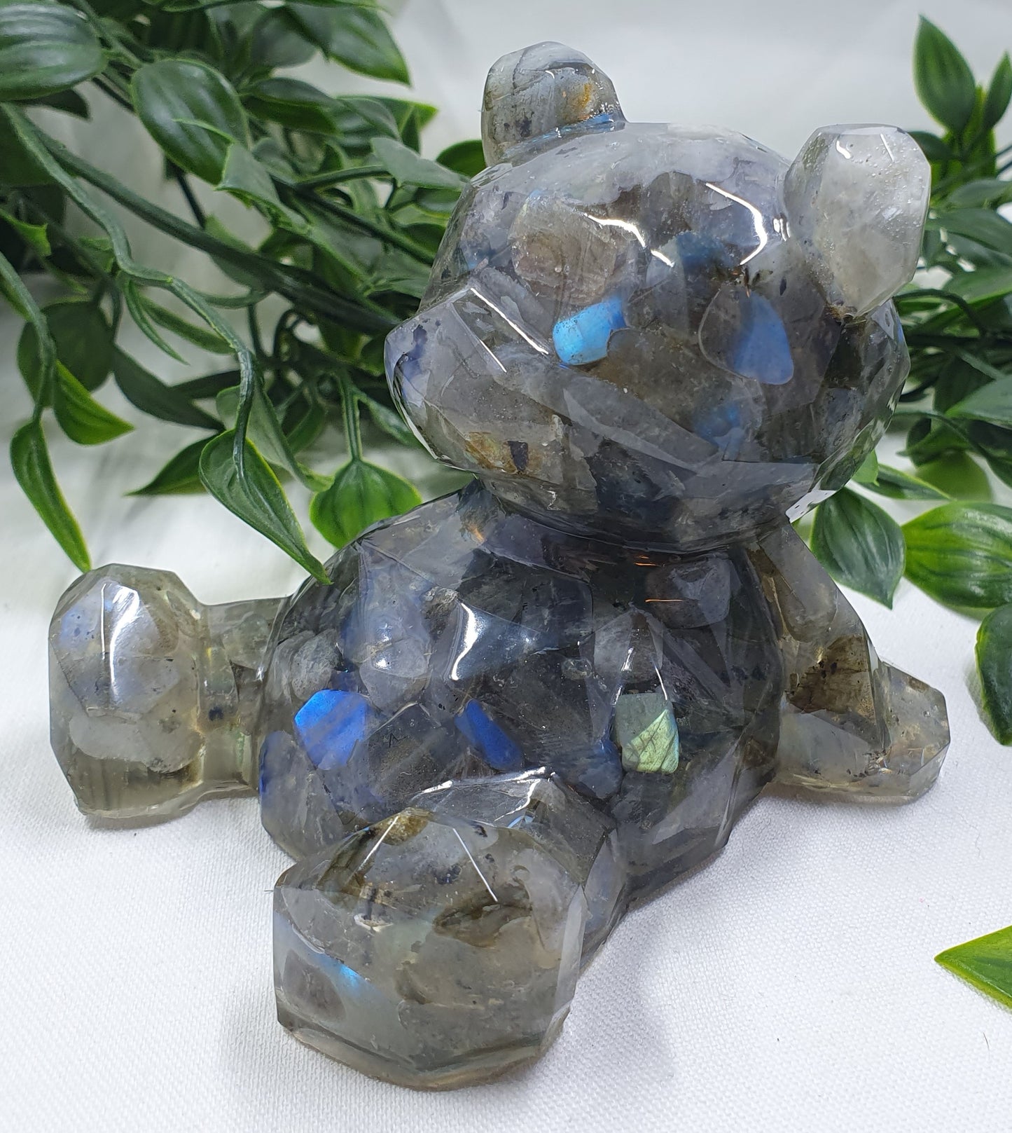 Labradorite Crystal Chip Resin Bear #3