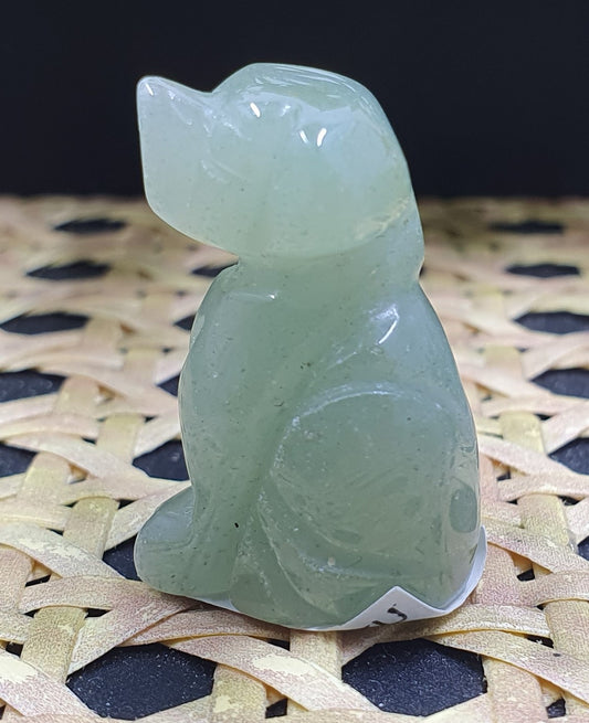 Green Aventurine Mini Dog Carving #1