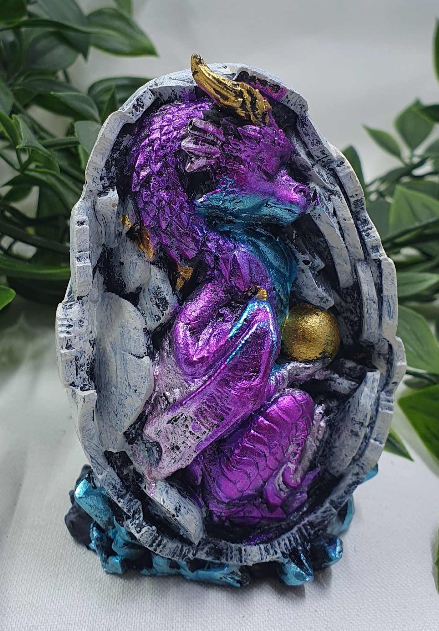 Sleeping Purple Dragon in Fossilized Egg