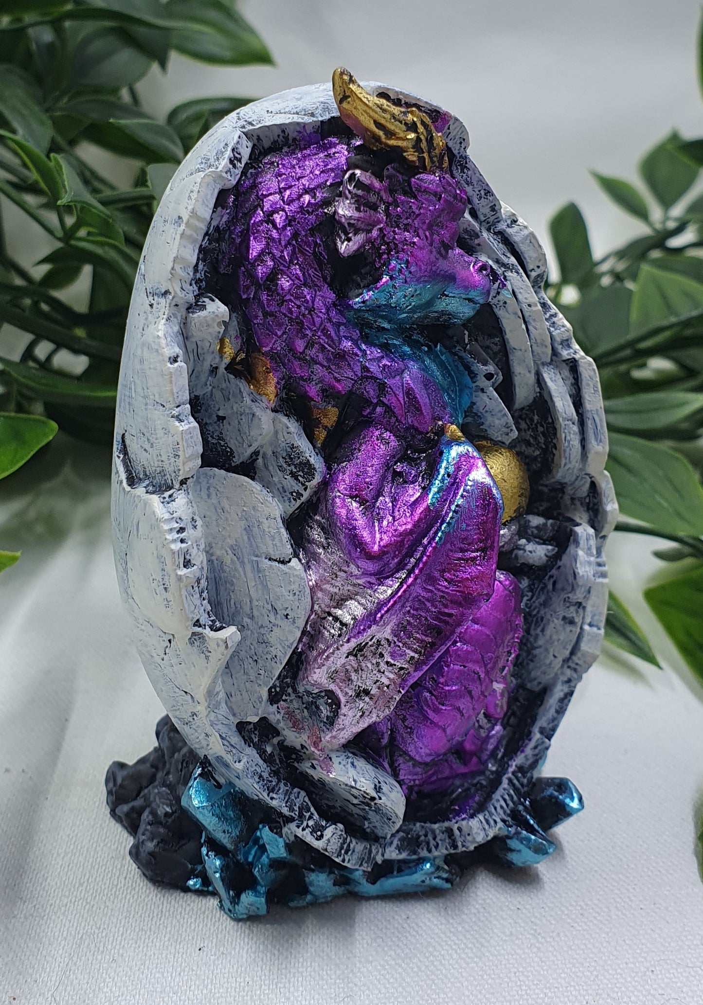 Sleeping Purple Dragon in Fossilized Egg